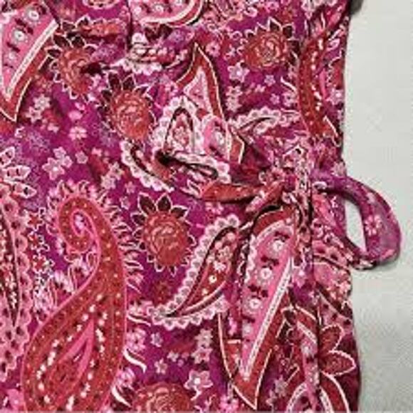 Sundance 100% Silk Maroon Paisley Ruffle Flutter Tier Maxi Dress Size 2 - Picture 3 of 7
